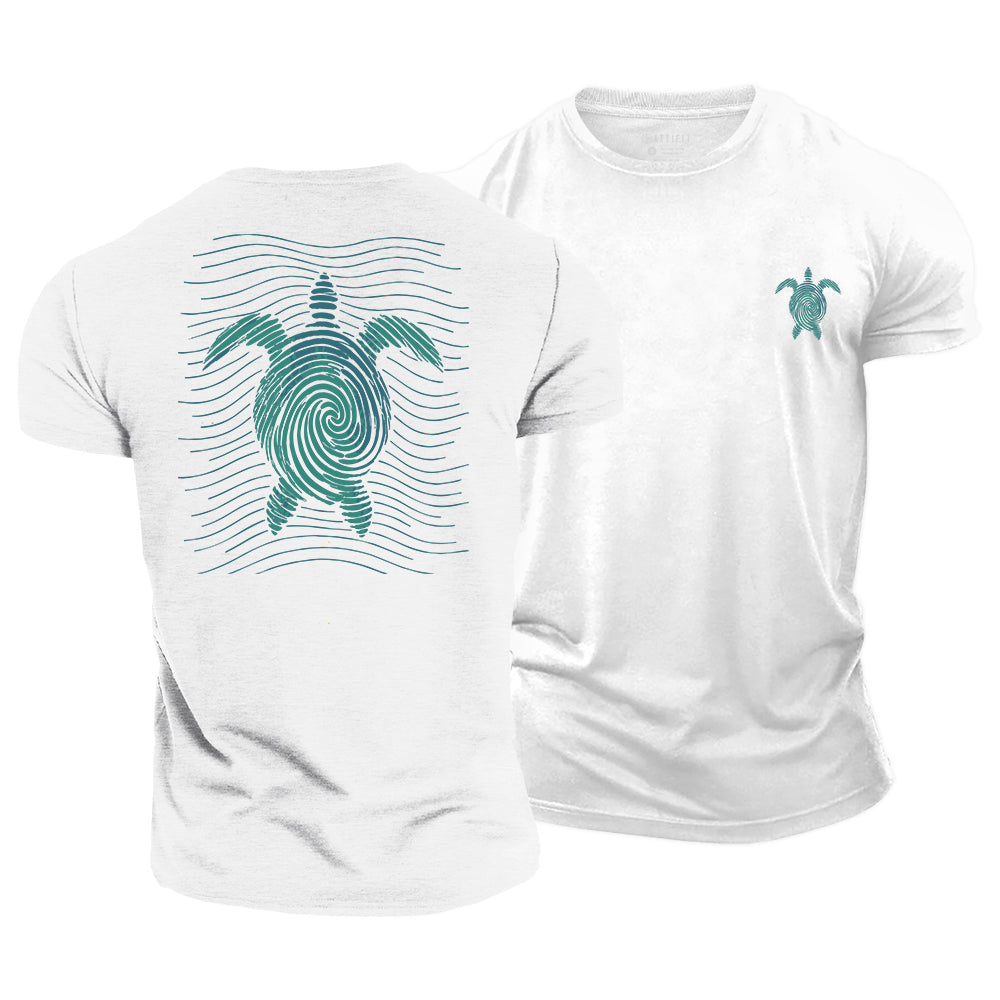 Wave Line Turtle Cotton T-Shirt