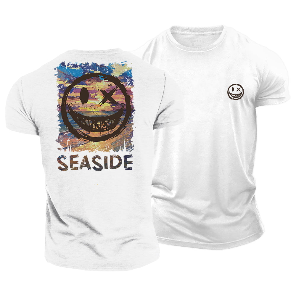 Seaside Smiley Cotton T-Shirt