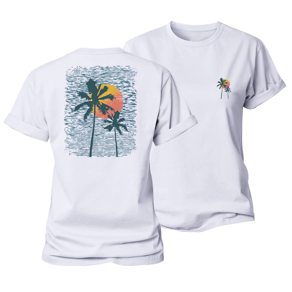 Palm Sunset Line Women's Cotton T-Shirt