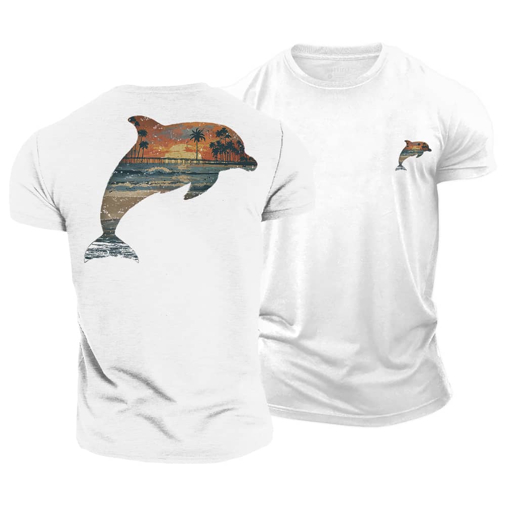 Dolphin Sunset Cotton T-Shirt
