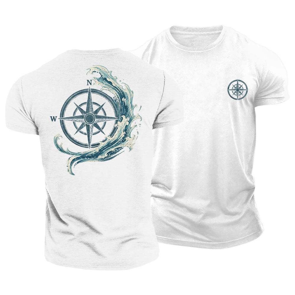 Ocean Wave Compass Cotton T-Shirt