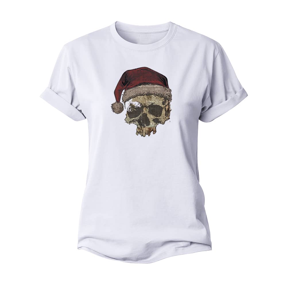 Christmas Skull Newspaper Women's Cotton T-Shirt