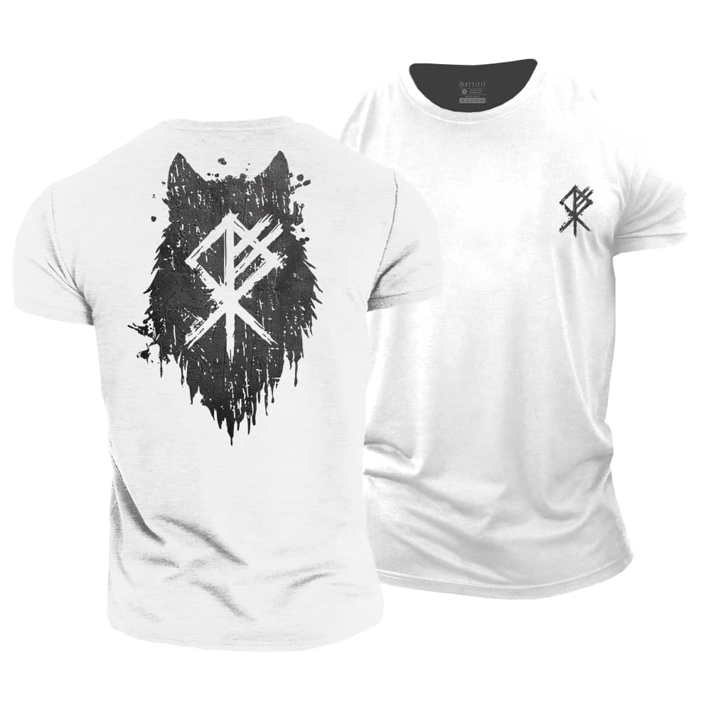 Viking Wolf Silhouette Cotton T-Shirt