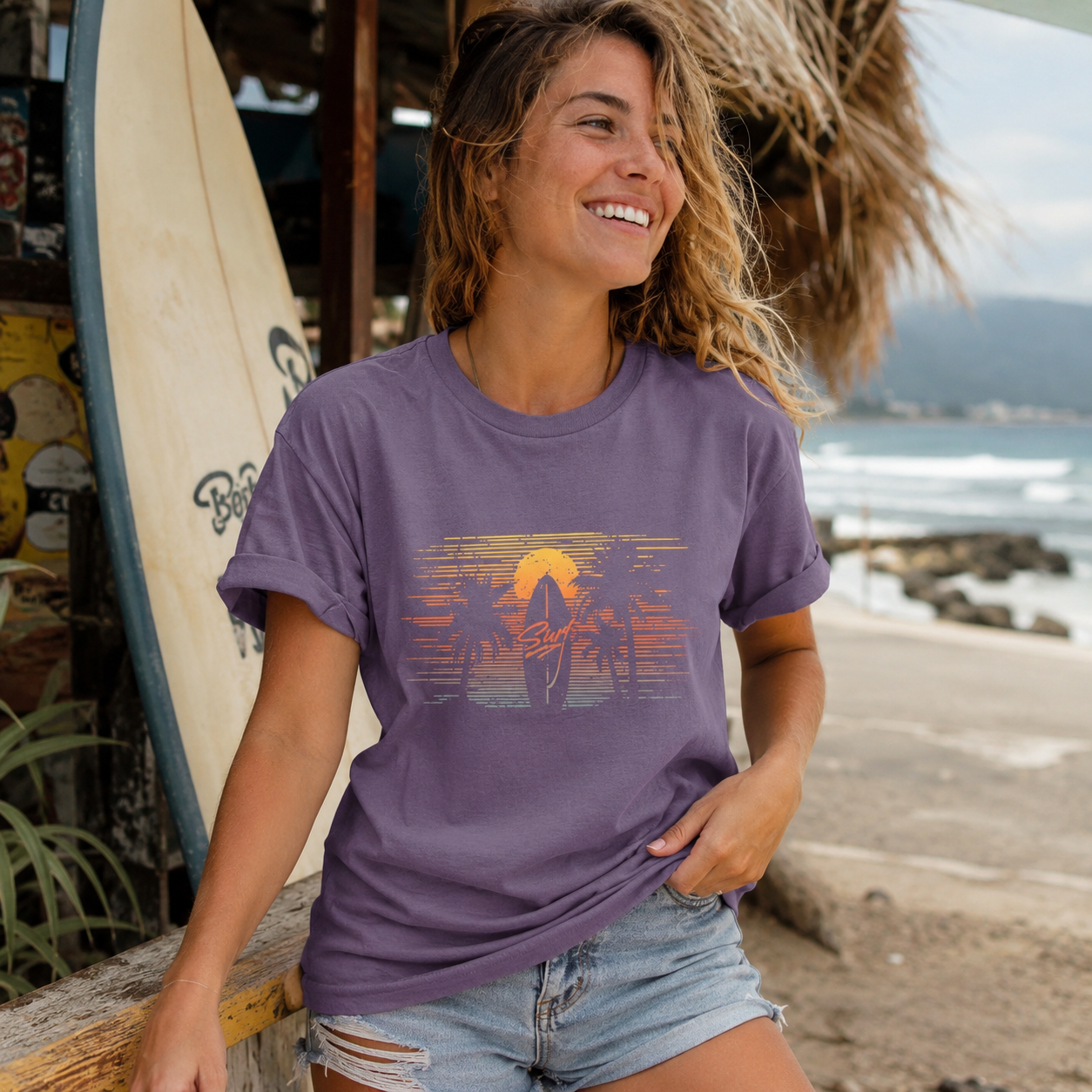 Minimal Surfing View Women's Cotton T-Shirt