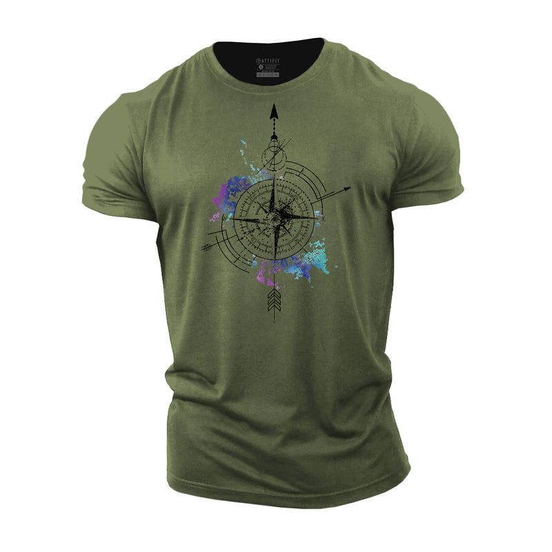 Cotton Compass Graphic Men's Fitness T-shirts