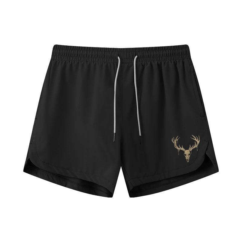 Elk Skull Athletic Quick-Dry Shorts