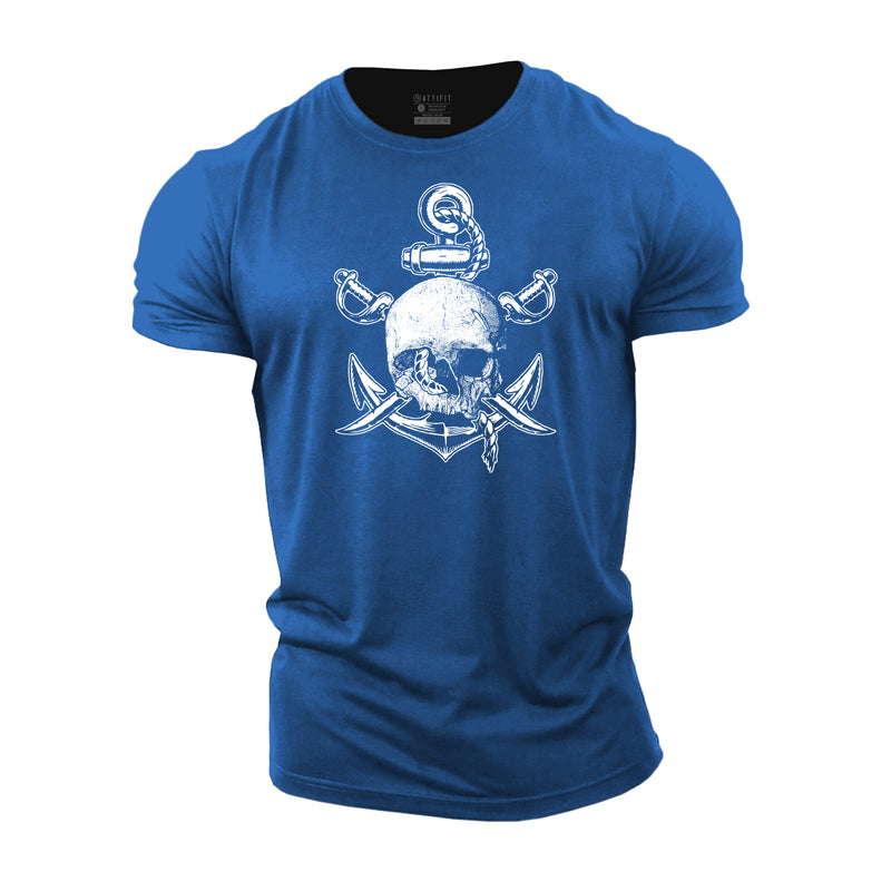 Cotton Skull Anchor Workout Men's T-shirts