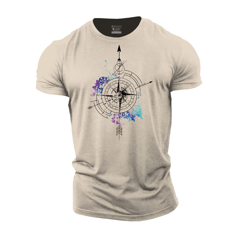 Cotton Compass Graphic Men's Fitness T-shirts