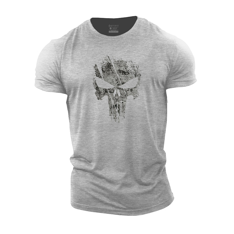 Broken Punisher Skull Cotton T-Shirt