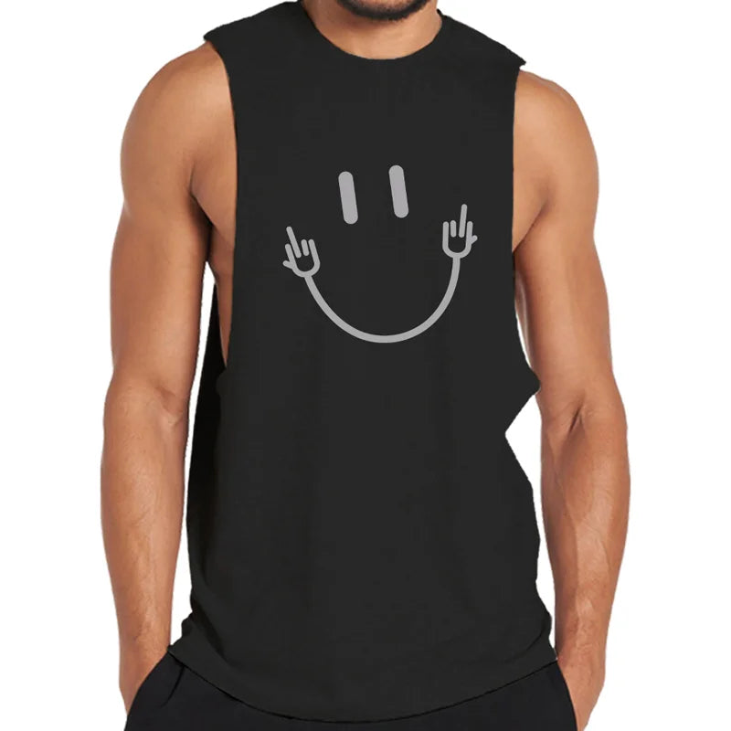Cotton Smile Graphic Workout Tank Top